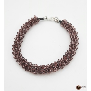 Braccialetto a intreccio con perline in vetro color ametista