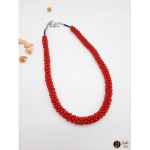 Collana lunga a intreccio di perline rosse