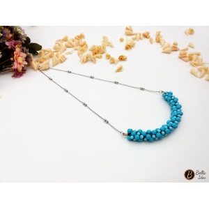 Collana lunga in turchese e filo d'acciaio