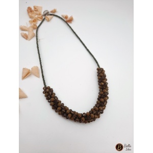 Collana lunga a intreccio di perline verde bosco