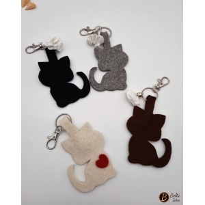 Portachiavi con moschettone sagoma gatto diversi colori