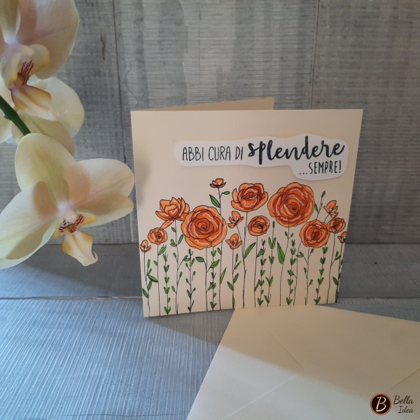 Biglietto Abbi cura si splendere sempre arancione