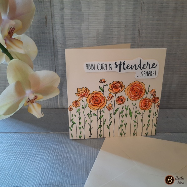 Biglietto Abbi cura di splendere sempre giallo scuro