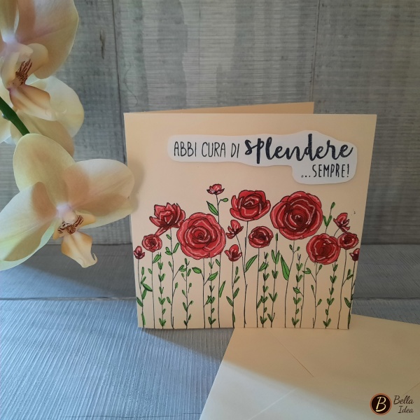 Biglietto Abbi cura di splendere sempre  rosso scuro