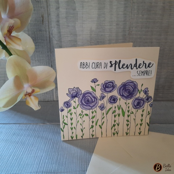Biglietto Abbi cura di splendere sempre viola