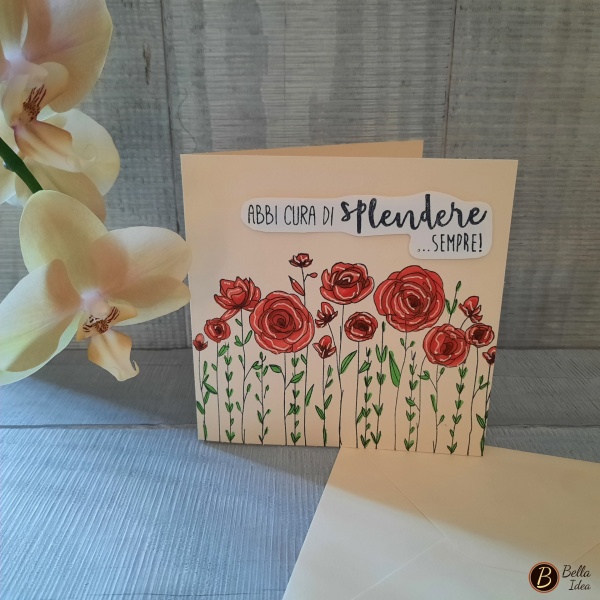 Biglietto Abbi cura di splendere sempre rosso