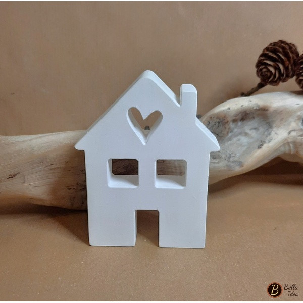 Casetta in gesso bianco modello A bassa e larga