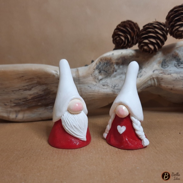 Coppia gnomi mignon bianco e rosso 
