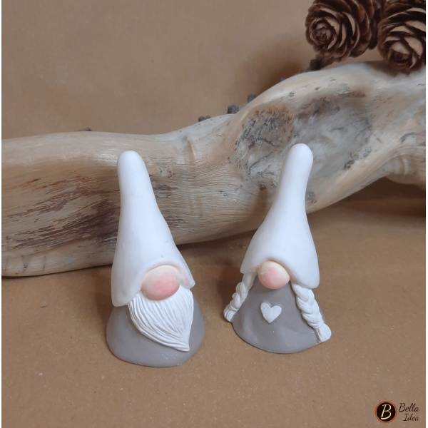 Coppia gnomi mignon bianco e tortora