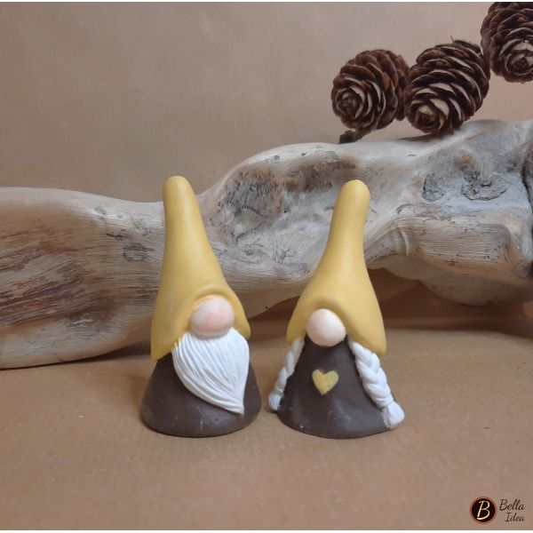 Coppia gnomi mignon giallo e marrone