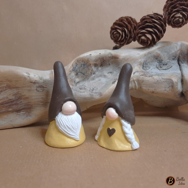 Coppia gnomi mignon marrone e giallo