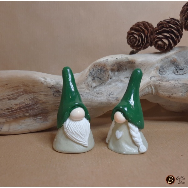 Coppia gnomi mignon verde e verde salvia