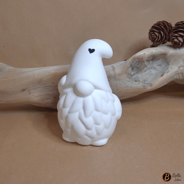 Gnomo in gesso Paffuto con cuoricino nero