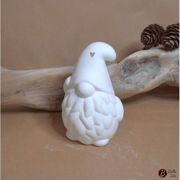 Gnomo in gesso Paffuto con cuoricino oro
