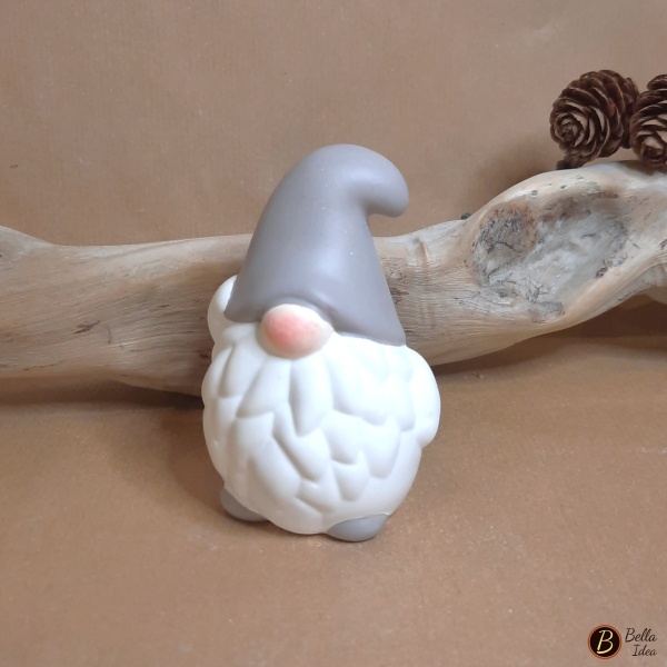 Gnomo in gesso Paffuto con cappello tortora