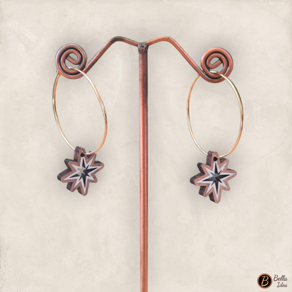 Orecchini cerchio con pendente in legno modello Luce