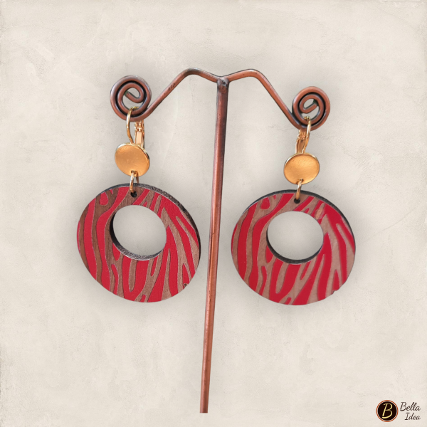 Orecchini con ciondolo in legno modello Animalier