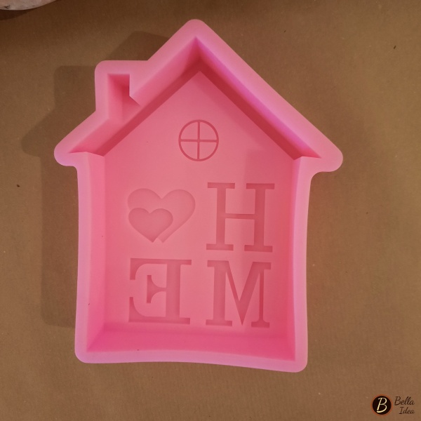 Stampo  in silicone casetta d'appoggio con scritta Home